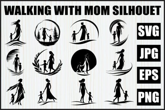 Walking with Mom Silhouette SVG Bundle Review